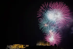 New Year Prints: Fireworks explode over the ancient Parthenon temple atop Acropolis hill during New Year s