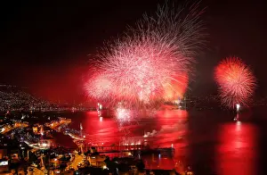 Fireworks explode during a pyrotechnic show to celebrate the new year in the coastal city