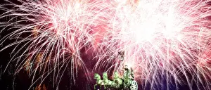 New Year Prints: Fireworks explode over the Quadriga sculpture atop the Brandenburg gate during New Year