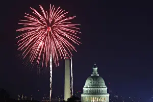 Fireworks light up the sky over the United States Capitol dome and the Washington