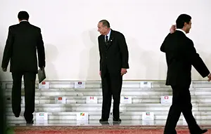 Frances President Chirac waits for fellow leaders to take their places at the Francophone