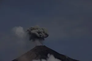 Guatemala Prints: The Fuego volcano is seen from Alotenango
