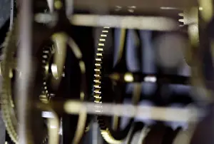 Time Prints: Gear wheels of a wall clock are pictured in a watchmakers shop in Bordeaux