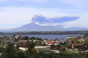 Volcano Prints: General view of Calbuco volcano spewing ash and smoke is seen from Puerto Varas