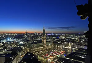 A general view of the Christmas market in front of the historical town hall in Hamburg