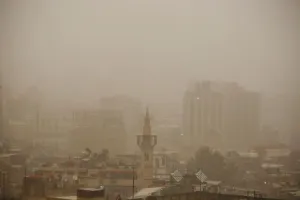 Mideast Prints: A general view of Damascus during sand storm and heavy rain