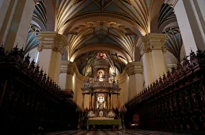 Peru Prints: A general view of the inside of Limas Cathedral in downtown Lima