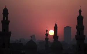 Egypt Prints: A general view of mosques is pictured before sunset during the Muslim holy month of