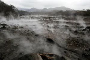 Guatemala Prints: A general view shows an area affected by the eruption of the Fuego volcano in San Miguel
