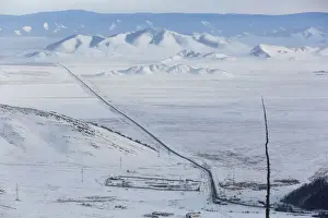 A general view shows the R257 federal highway in the Republic of Tuva