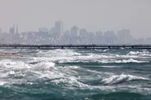 Prints of A general view shows the water border line betwen Israel and the Gaza Strip as it is seen from the Israeli side near Zikim, Israel May 27, 2018. REUTERS/Amir Cohen Israel Prints: A general view shows the water border line betwen Israel