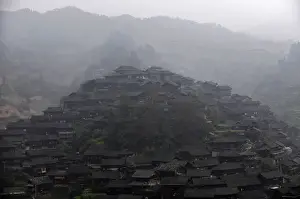 Prints of A general view of Xijiang village before Miao New Years day in Leishan County, southeast Guizhou province November 23, 2012 China Prints: A general view of Xijiang village before Miao New Years day in Leishan County