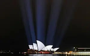German design collective Urbanscreen projects images onto the sails of the Sydney