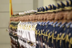 Prints of Honour guards stand in line before an official welcoming ceremony for Palestinian President Mahmoud Abbas in Shanghai May 1, 2010. REUTERS/Aly Song (CHINA - Tags: POLITICS) China Prints: GM1E6511DGE01