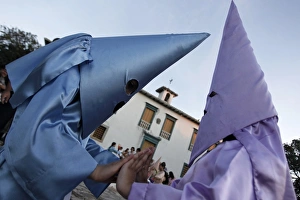 Prints of Young penitents attend the Procession of the Torches during Holy Week in Goias Velho, west of Brasilia, April 20, 2011 Brazil Prints: GM1E74L0PE101