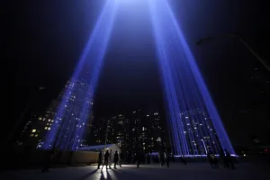 <b class=qtipBold><figcaption>GM1E79C0RLX01</figcaption></b><br>The "Tribute in Lights" is seen in lower Manhattan on the 10th anniversary of the 9/11 attacks on the World Trade Center, in New York September 11, 2011. REUTERS/Eric Thayer (UNITED STATES - Tags: ANNIVERSARY DISASTER TPX IMAGES OF THE DAY) GM1E79C0RLX01
