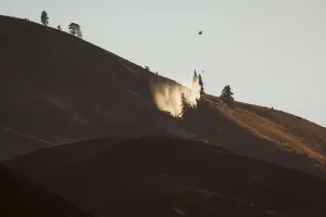 Washington Prints: A helicopter drops water onto flames from the Sleepy Hollow fire in Wenatchee, Washington