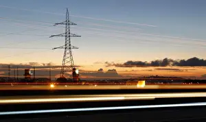 High-voltage power lines are seen next to highway of Puchuncavi city