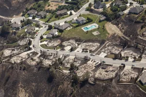 Washington Prints: Homes destroyed by the Sleepy Hollow fire are pictured in Wenatchee, Washington