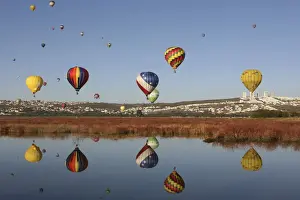 Hot air balloons fly over the Metropolitano park during the International Hot-Air