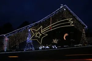 A house is decorated with a huge Star of Bethlehem in the village of Brueggen near