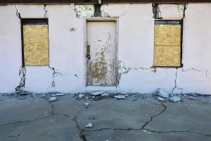 California Prints: A house is seen damaged from a powerful earthquake that struck Southern California
