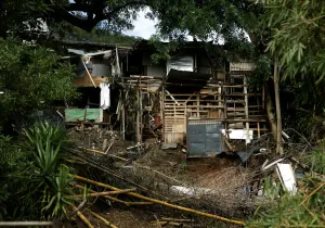 Storm Prints: Houses damaged by a mudslide is seen after that the Storm Nate affected the country in