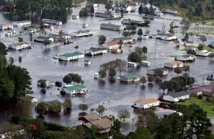 Houses sit in floodwater caused by Hurricane Florence, in this aerial picture Houses sit in floodwater caused by Hurricane Florence, in this aerial picture