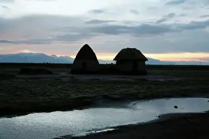Huts are seen at the Chipaya community where ethnic group install first autonomous