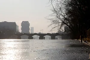 Germany Prints: Ice is seen on the river Spree in Berlin