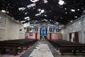 Philippines Prints: The interior of a bullet-riddled Catholic church is seen in Marawi