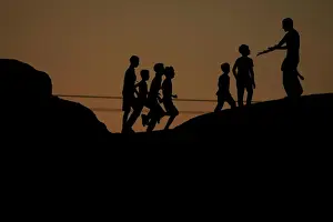 Iraqi children exercise with their coach in the holy Shi ite city of Najaf