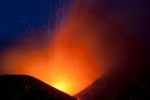 Italy Prints: Italys volcanic Mount Etna spews lava during an eruption on the southern Italian island