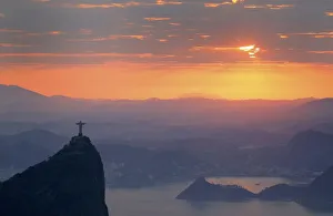 Jesus Christ the Redeemer during sunrise in Rio de Janeiro