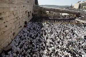 Passover Prints: Jewish worshippers are seen from above during the priestly blessing prayer on the holiday
