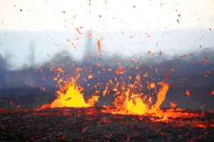 Images Dated 15th May 2018: Lava erupts from a fissure on the outskirts of Pahoa
