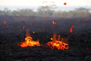 Images Dated 15th May 2018: Lava erupts from a fissure on the outskirts of Pahoa