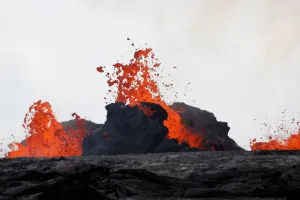Hawaii Prints: Lava from the Kilauea volcano pours out of a fissure, in the Leilani Estates near Pahoa