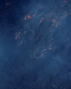 Hawaii Prints: Lava pours through the Leilani Estates near Pahoa, Hawaii