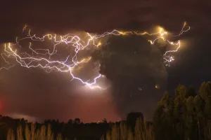 Volcano Prints: Lightning flashes around the ash plume of the Puyehue-Cordon Caulle volcano chain