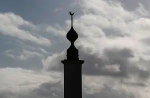 Belgium Prints: The minaret of Brussels Great Mosque is seen in Brussels