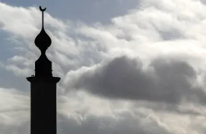 Belgium Prints: The minaret of Brussels Great Mosque is seen in Brussels