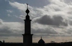 The minaret of the Brussels Great Mosque is seen in Brussels The minaret of the Brussels Great Mosque is seen in Brussels