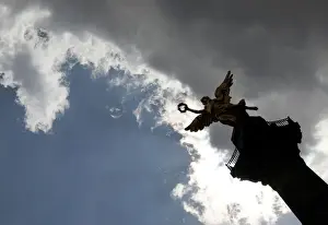 Mexico Prints: The monument of the Angel of Independence is seen along Reforma avenue in Mexico City