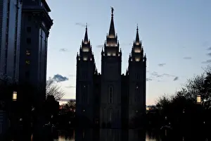 People Prints: The Mormon Temple is shown at Temple Square downtown Salt Lake City