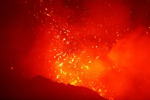 Italy Prints: Mount Etna, Europes highest and most active volcano, erupts