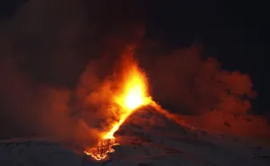 Italy Prints: Mount Etna spews lava on the southern Italian island of Sicily