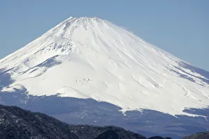 Mount Fuji is pictured covered with snow in Hakone, Kanagawa Prefecture