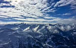 Mountains are seen covered with snow near the village of Valmeinier in the Rhone-Alpes