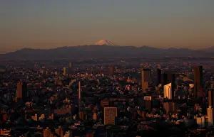 Mt. Fujji is seen from Roppongi Hills observation deck in Tokyo